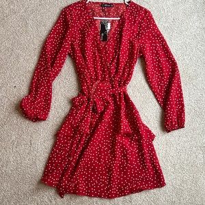 Red and white polka dot women dress